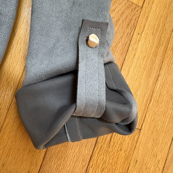T Tahari Faux Suede Roll Tab Open Topper Gray Drape Coat Size XS - Picture 5 of 14